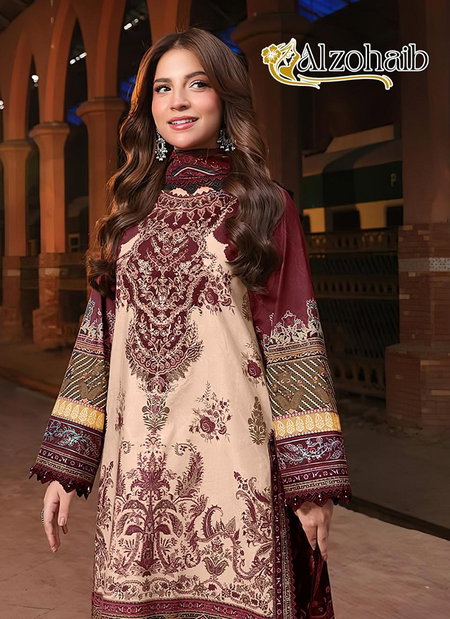 Az-1287 A,B And C By Alzohaib Cotton Dupatta Pakistani Salwar Suit Suppliers In India